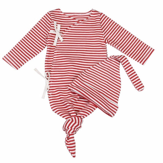 **NB Red**Last One**Newborn Bamboo Sleep Gown & Hat Set
